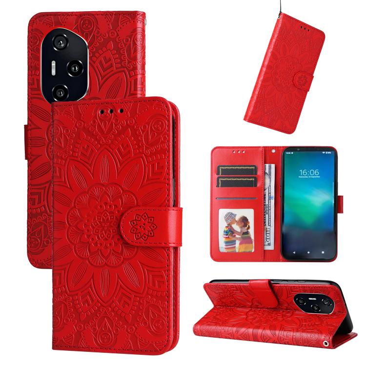 Custodia per telefono in pelle di girasole goffrata, For Honor 400 Lite Global, For Honor 400 Global 156.5mm, For Honor X8c 4G, For Honor 300 Ultra