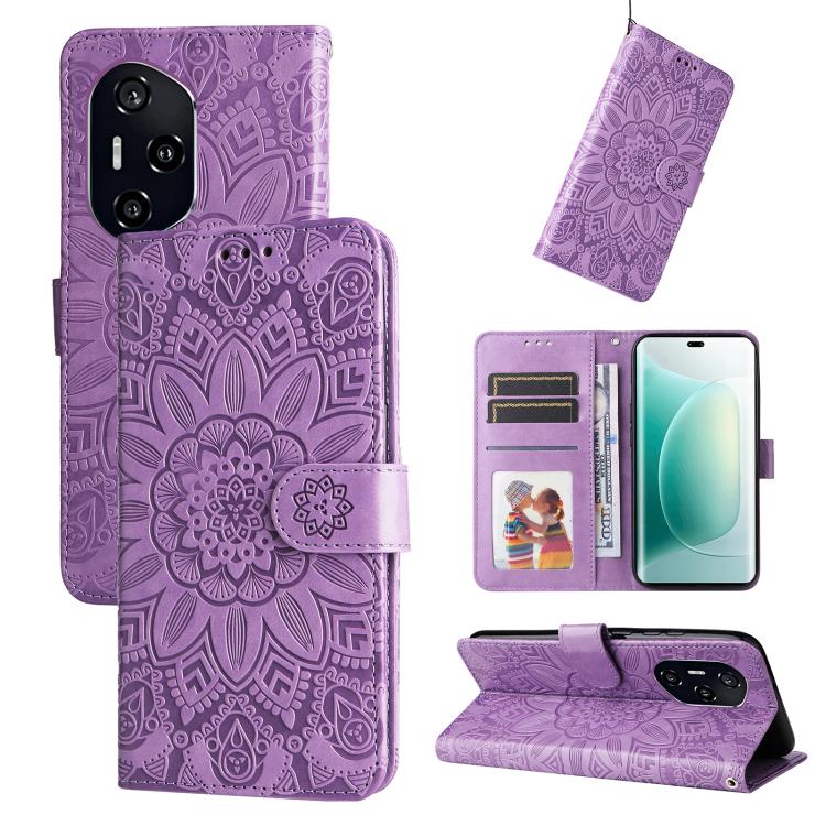 Custodia per telefono in pelle di girasole goffrata, For Honor 400 Lite Global, For Honor 400 Global 156.5mm, For Honor X8c 4G, For Honor 300 Ultra