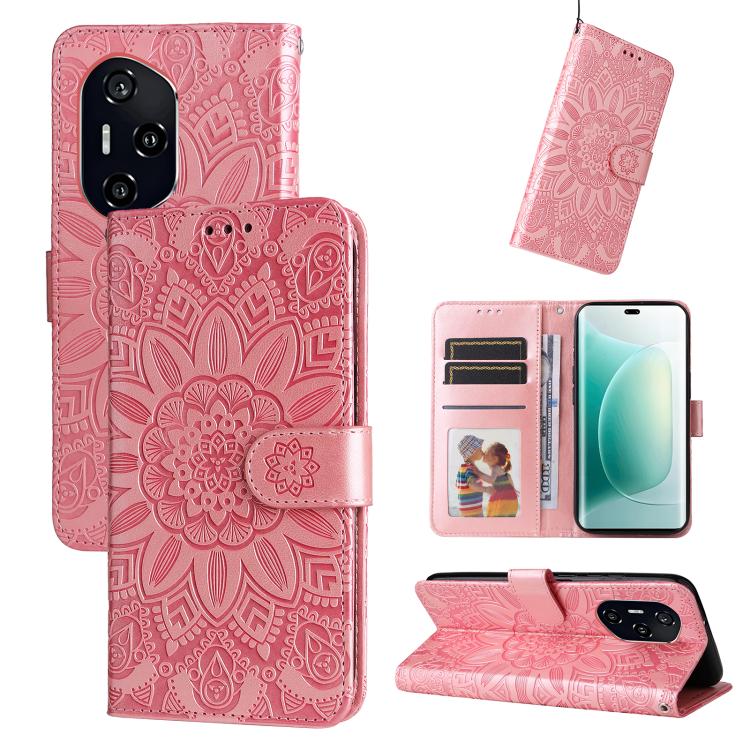 Custodia per telefono in pelle di girasole goffrata, For Honor 400 Lite Global, For Honor 400 Global 156.5mm, For Honor X8c 4G, For Honor 300 Ultra