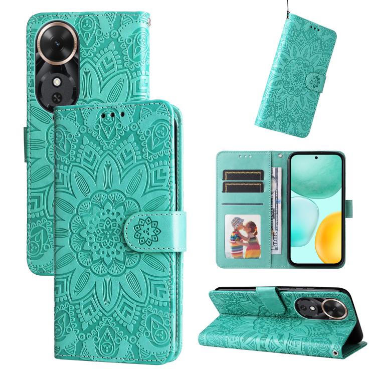 Custodia per telefono in pelle di girasole goffrata, For Honor X5c Plus, For Honor X70 5G, For Honor X6b 4G / X6c 4G / X5b / X5b Plus, For Honor Play 60