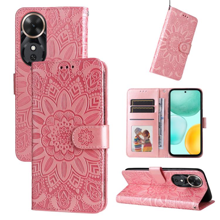 Custodia per telefono in pelle di girasole goffrata, For Honor X5c Plus, For Honor X70 5G, For Honor X6b 4G / X6c 4G / X5b / X5b Plus, For Honor Play 60