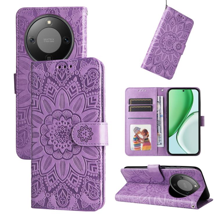 Custodia per telefono in pelle di girasole goffrata, For Honor X5c Plus, For Honor X70 5G, For Honor X6b 4G / X6c 4G / X5b / X5b Plus, For Honor Play 60