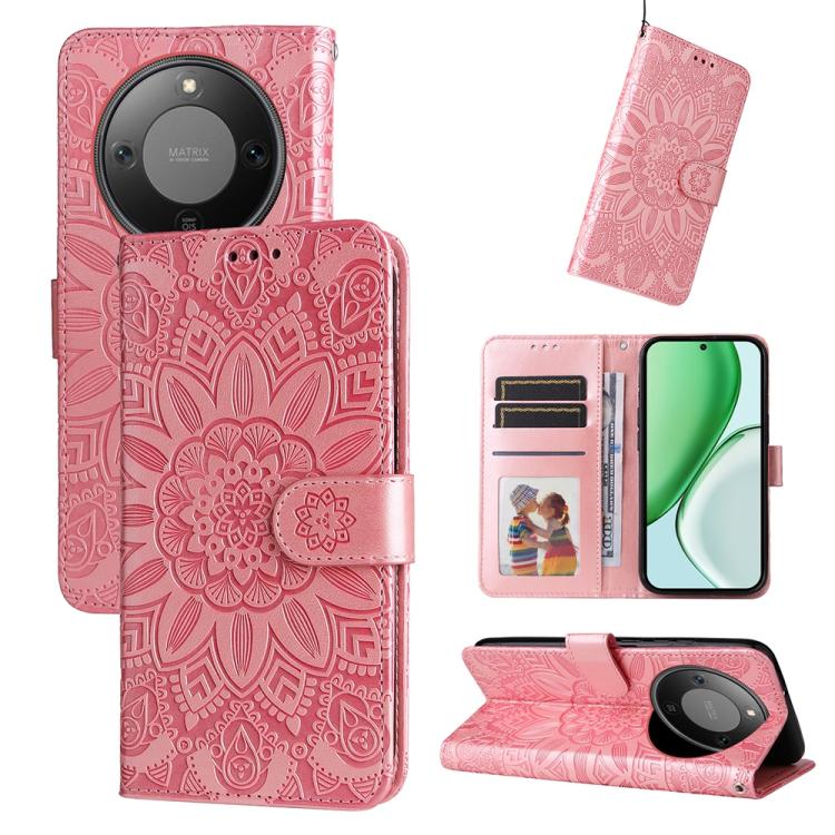 Custodia per telefono in pelle di girasole goffrata, For Honor X5c Plus, For Honor X70 5G, For Honor X6b 4G / X6c 4G / X5b / X5b Plus, For Honor Play 60