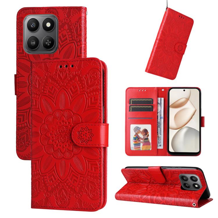 Custodia per telefono in pelle di girasole goffrata, For Honor Magic8, For Honor 400 Smart 5G / X7d 4G / Play 10T 5G, For Honor Play10 4G, For Honor Play 70 Plus