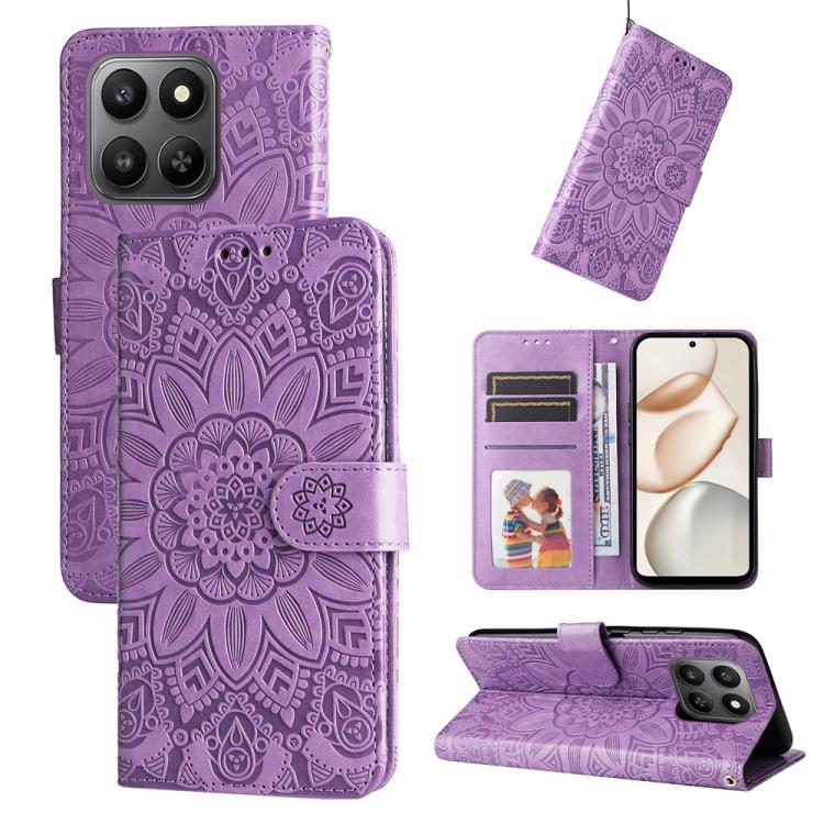 Custodia per telefono in pelle di girasole goffrata, For Honor Magic8, For Honor 400 Smart 5G / X7d 4G / Play 10T 5G, For Honor Play10 4G, For Honor Play 70 Plus