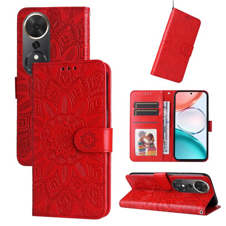 Custodia per telefono in pelle di girasole goffrata, For Honor Magic8, For Honor 400 Smart 5G / X7d 4G / Play 10T 5G, For Honor Play10 4G, For Honor Play 70 Plus