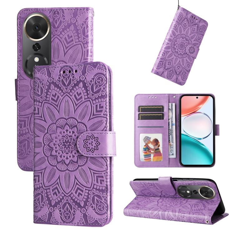 Custodia per telefono in pelle di girasole goffrata, For Honor Magic8, For Honor 400 Smart 5G / X7d 4G / Play 10T 5G, For Honor Play10 4G, For Honor Play 70 Plus
