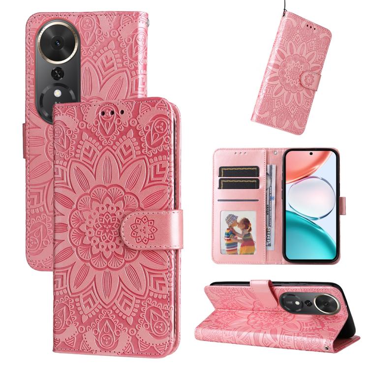 Custodia per telefono in pelle di girasole goffrata, For Honor Magic8, For Honor 400 Smart 5G / X7d 4G / Play 10T 5G, For Honor Play10 4G, For Honor Play 70 Plus
