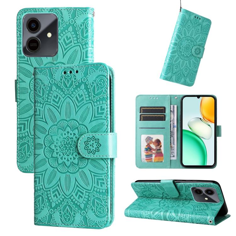 Custodia per telefono in pelle di girasole goffrata, For Honor Magic8, For Honor 400 Smart 5G / X7d 4G / Play 10T 5G, For Honor Play10 4G, For Honor Play 70 Plus
