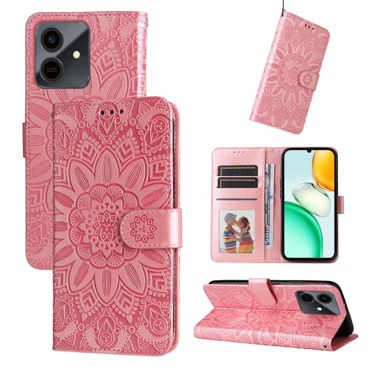 Custodia per telefono in pelle di girasole goffrata, For Honor Magic8, For Honor 400 Smart 5G / X7d 4G / Play 10T 5G, For Honor Play10 4G, For Honor Play 70 Plus