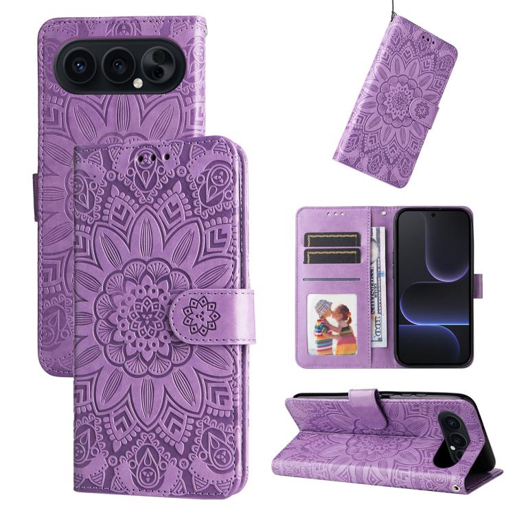Custodia per telefono in pelle di girasole goffrata, For Honor X6d 5G / Play 60A 5G, For Honor X8d 4G, For Honor 500 / 500 Pro Global 155.8mm, For Honor Magic8 Pro