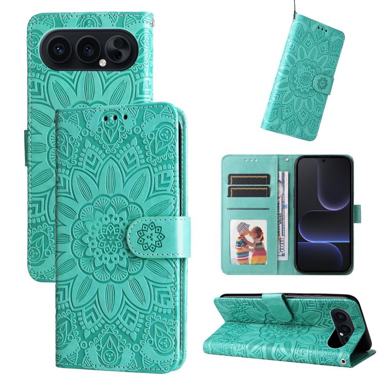 Custodia per telefono in pelle di girasole goffrata, For Honor X6d 5G / Play 60A 5G, For Honor X8d 4G, For Honor 500 / 500 Pro Global 155.8mm, For Honor Magic8 Pro