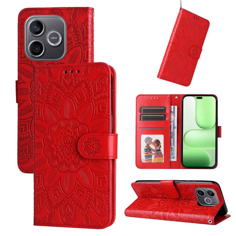 Custodia per telefono in pelle di girasole goffrata, For Honor 600 Smart 5G, For Honor Play 80 Plus 5G, For Honor 600 Global / 600 Pro Global, For Honor 600 Lite Global