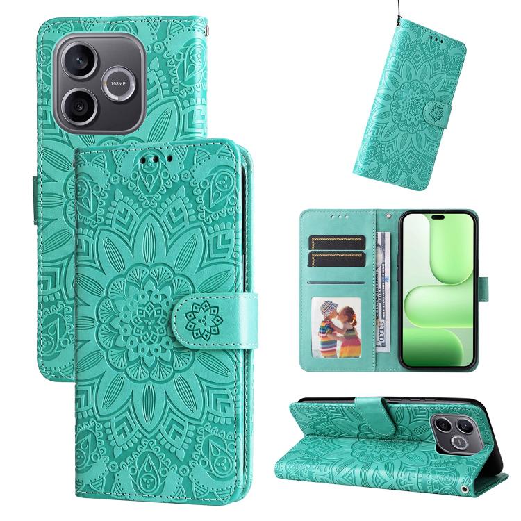 Custodia per telefono in pelle di girasole goffrata, For Honor 600 Smart 5G, For Honor Play 80 Plus 5G, For Honor 600 Global / 600 Pro Global, For Honor 600 Lite Global
