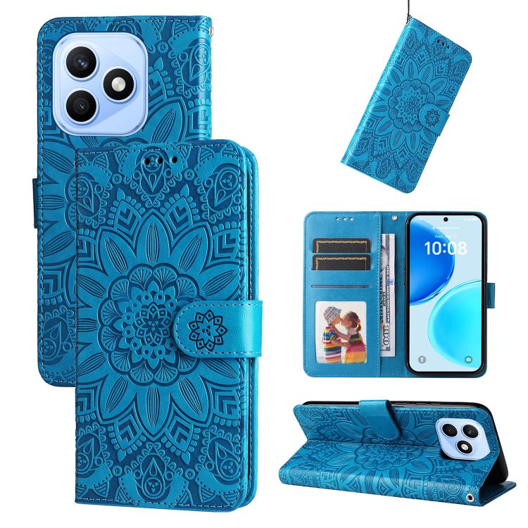 Custodia per telefono in pelle di girasole goffrata, For Honor X6d 5G / Play 60A 5G, For Honor X8d 4G, For Honor 500 / 500 Pro Global 155.8mm, For Honor Magic8 Pro
