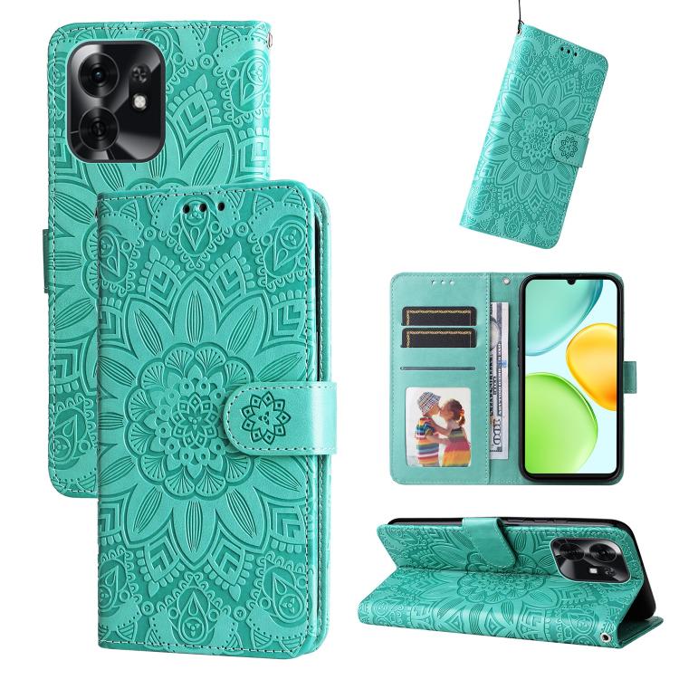 Custodia per telefono in pelle di girasole goffrata, For Honor X6d 5G / Play 60A 5G, For Honor X8d 4G, For Honor 500 / 500 Pro Global 155.8mm, For Honor Magic8 Pro