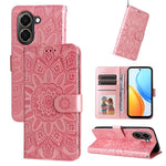 Custodia per telefono in pelle di girasole goffrata, For Honor 600 Smart 5G, For Honor Play 80 Plus 5G, For Honor 600 Global / 600 Pro Global, For Honor 600 Lite Global