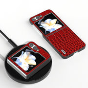 Custodia in pelle con motivo coccodrillo per Samsung Galaxy Z Fli