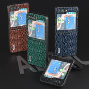 Custodia in vera pelle per Samsung Galaxy Z Flip5 con bordo nero
