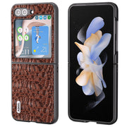 Custodia in vera pelle per Samsung Galaxy Z Flip5 con bordo nero