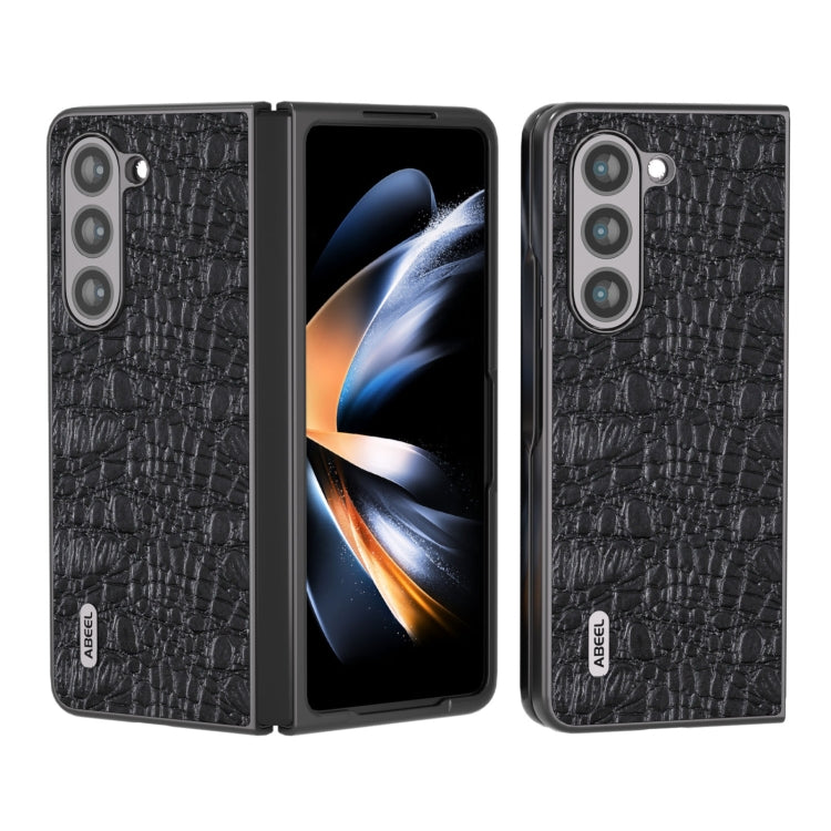 Custodia in vera pelle per Samsung Galaxy Z Flip5 con bordo nero