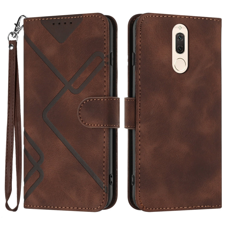 Custodia per cellulare in pelle con motivo a linea, For Huawei P20 Pro, For Huawei P20 lite, For Huawei P smart 2018/Enjoy 7S, For Huawei Mate 10 Lite/Maimang 6