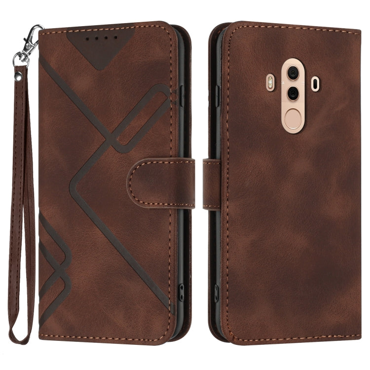 Custodia per cellulare in pelle con motivo a linea, For Huawei Mate 10 Pro, For Huawei P10 Lite