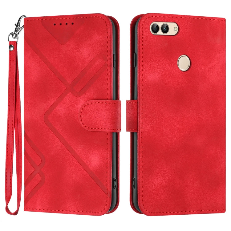 Custodia per cellulare in pelle con motivo a linea, For Huawei P20 Pro, For Huawei P20 lite, For Huawei P smart 2018/Enjoy 7S, For Huawei Mate 10 Lite/Maimang 6