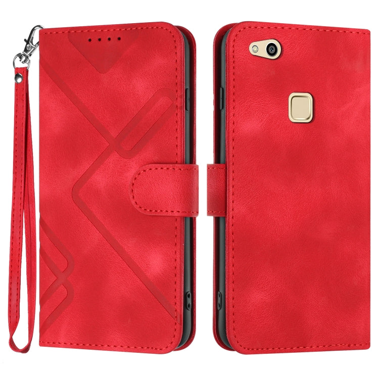 Custodia per cellulare in pelle con motivo a linea, For Huawei Mate 10 Pro, For Huawei P10 Lite