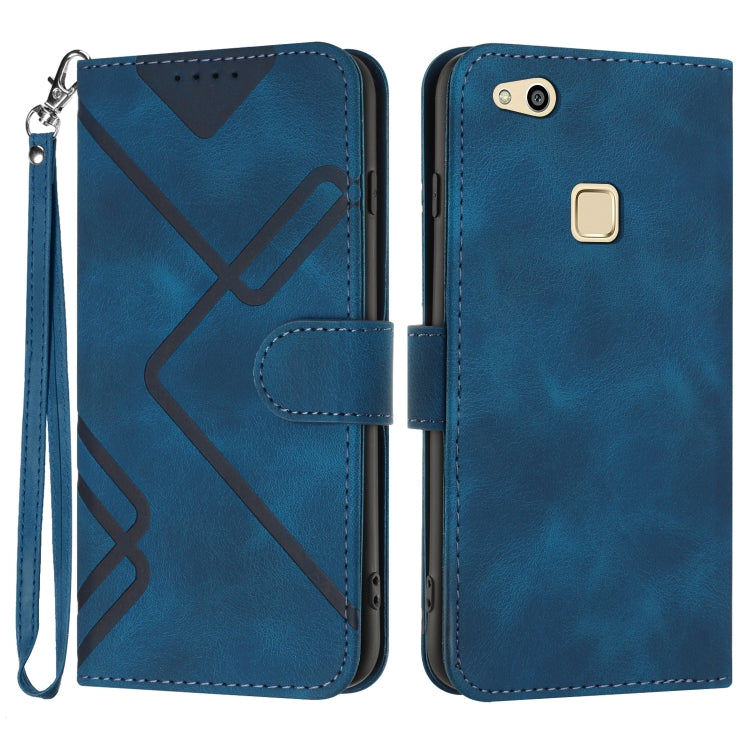 Custodia per cellulare in pelle con motivo a linea, For Huawei Mate 10 Pro, For Huawei P10 Lite