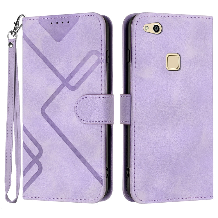 Custodia per cellulare in pelle con motivo a linea, For Huawei Mate 10 Pro, For Huawei P10 Lite