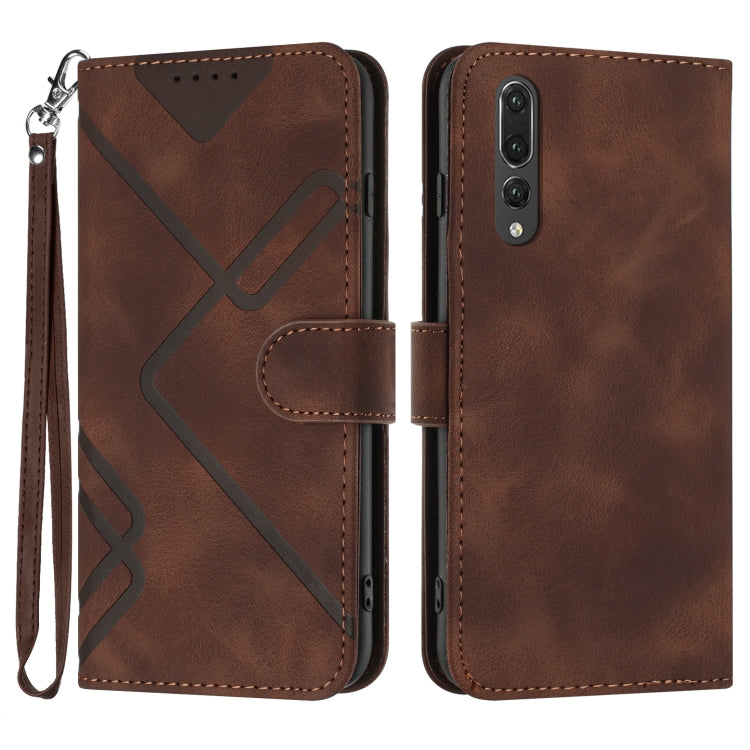 Custodia per cellulare in pelle con motivo a linea, For Huawei P20 Pro, For Huawei P20 lite, For Huawei P smart 2018/Enjoy 7S, For Huawei Mate 10 Lite/Maimang 6