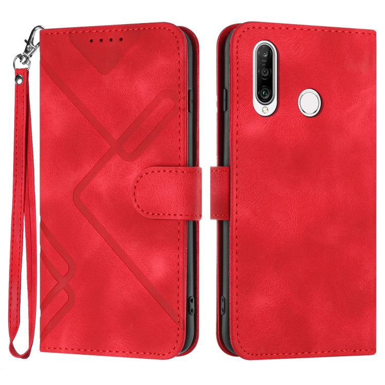Custodia per cellulare in pelle con motivo a linea, For Huawei nova 8 SE, For Huawei Y5 2019, For Huawei Y6 2019, For Huawei P30 lite/nova 4e