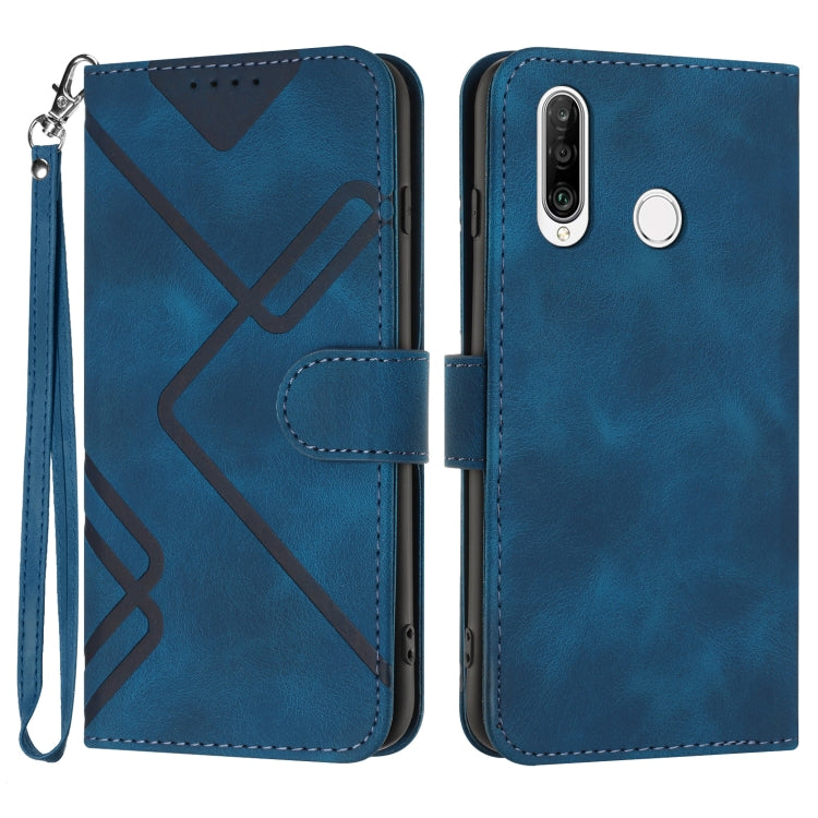 Custodia per cellulare in pelle con motivo a linea, For Huawei nova 8 SE, For Huawei Y5 2019, For Huawei Y6 2019, For Huawei P30 lite/nova 4e