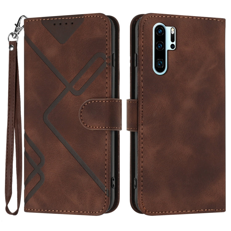 Custodia per cellulare in pelle con motivo a linea, For Huawei P30 Pro, For Huawei P smart 2019/nova lite 3, For Huawei Mate 20 Pro, For Huawei Mate 20 lite/Maimang 7