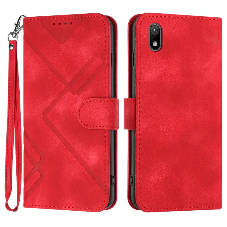 Custodia per cellulare in pelle con motivo a linea, For Huawei nova 8 SE, For Huawei Y5 2019, For Huawei Y6 2019, For Huawei P30 lite/nova 4e