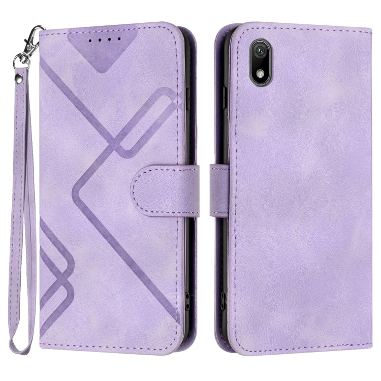 Custodia per cellulare in pelle con motivo a linea, For Huawei nova 8 SE, For Huawei Y5 2019, For Huawei Y6 2019, For Huawei P30 lite/nova 4e