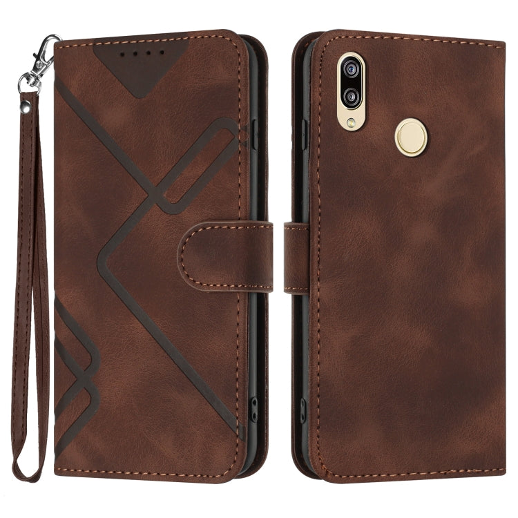 Custodia per cellulare in pelle con motivo a linea, For Huawei nova 8 SE, For Huawei Y5 2019, For Huawei Y6 2019, For Huawei P30 lite/nova 4e