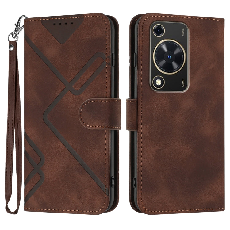 Custodia per cellulare in pelle con motivo a linea, For Huawei Enjoy 70, For Huawei P60 / P60 Pro, For Huawei Enjoy 50 Pro / nova Y90, For Huawei Enjoy 50 / nova Y70
