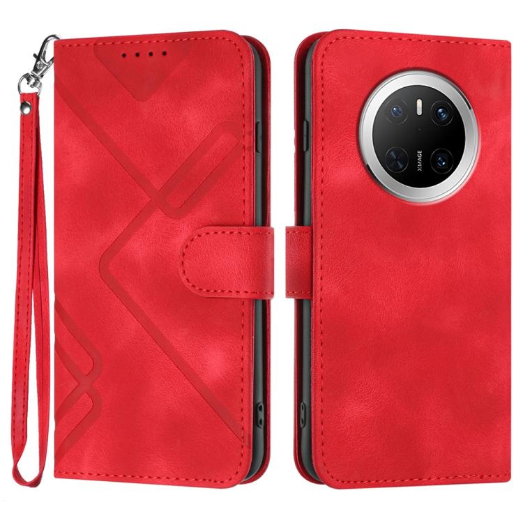 Custodia per cellulare in pelle con motivo a linea, For Huawei Enjoy 80 Plus, For Huawei Pura 80 5G, For Huawei Mate 70 Pro / Mate 70 Pro+, For Huawei Mate 70