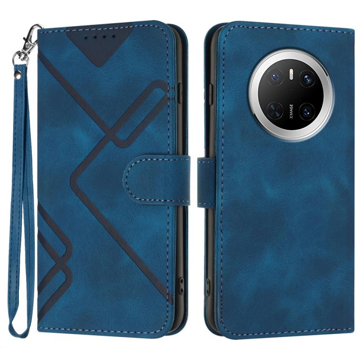Custodia per cellulare in pelle con motivo a linea, For Huawei Enjoy 80 Plus, For Huawei Pura 80 5G, For Huawei Mate 70 Pro / Mate 70 Pro+, For Huawei Mate 70