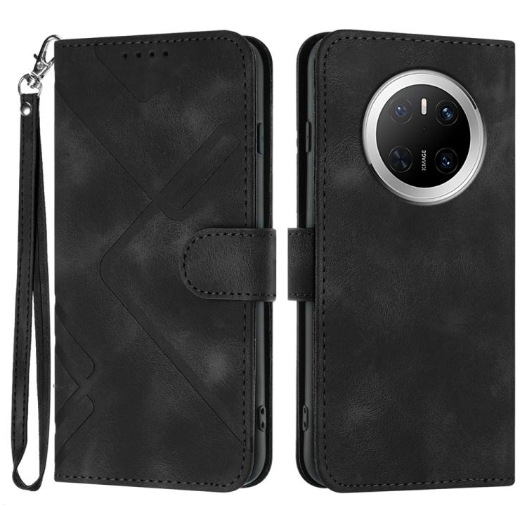 Custodia per cellulare in pelle con motivo a linea, For Huawei Enjoy 80 Plus, For Huawei Pura 80 5G, For Huawei Mate 70 Pro / Mate 70 Pro+, For Huawei Mate 70