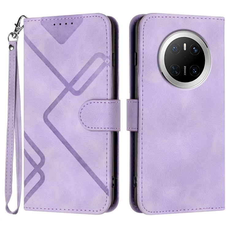 Custodia per cellulare in pelle con motivo a linea, For Huawei Enjoy 80 Plus, For Huawei Pura 80 5G, For Huawei Mate 70 Pro / Mate 70 Pro+, For Huawei Mate 70