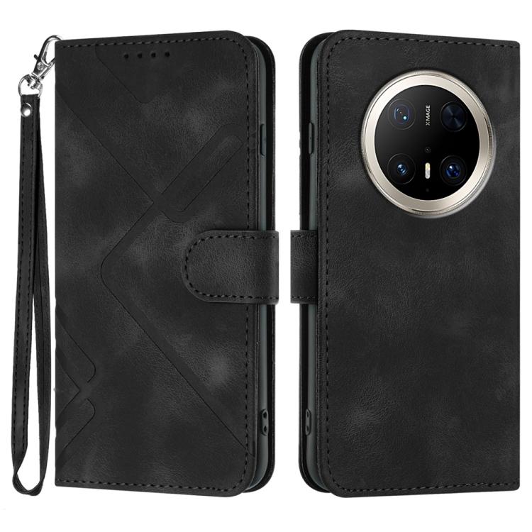 Custodia per cellulare in pelle con motivo a linea, For Huawei Enjoy 80 Plus, For Huawei Pura 80 5G, For Huawei Mate 70 Pro / Mate 70 Pro+, For Huawei Mate 70