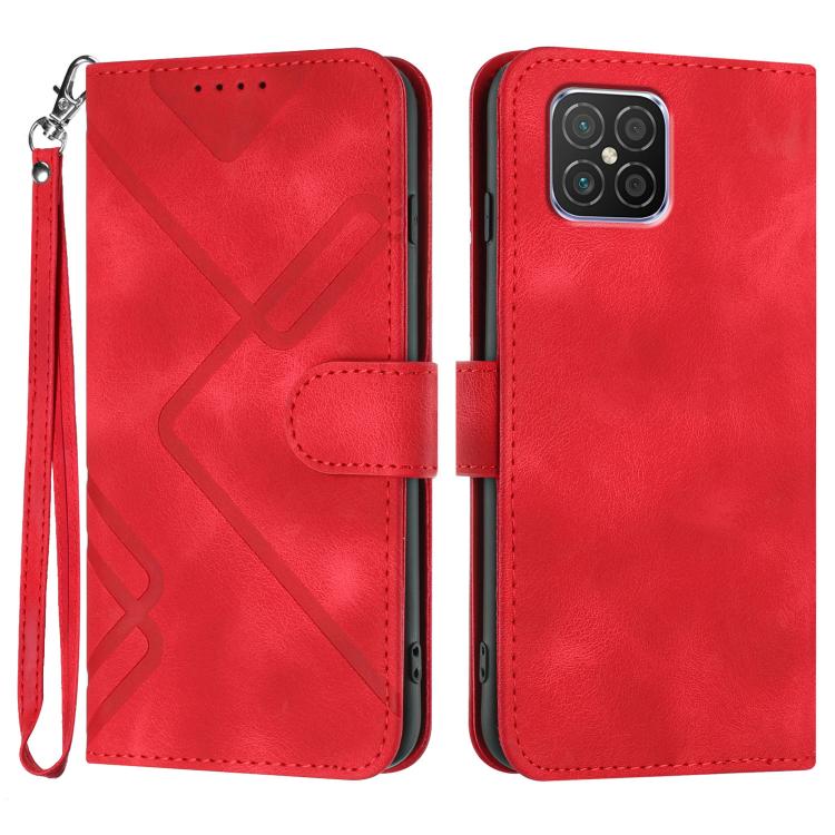 Custodia per cellulare in pelle con motivo a linea, For Huawei nova 8 SE, For Huawei Y5 2019, For Huawei Y6 2019, For Huawei P30 lite/nova 4e