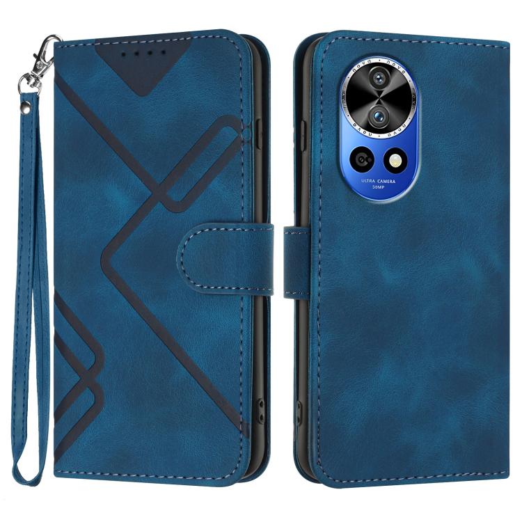Custodia per cellulare in pelle con motivo a linea, For Huawei nova 12i, For Huawei nova 12s, For Huawei nova Y72, For Huawei nova 12 Pro / nova 12 Ultra