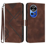 Custodia per cellulare in pelle con motivo a linea, For Huawei nova 12i, For Huawei nova 12s, For Huawei nova Y72, For Huawei nova 12 Pro / nova 12 Ultra