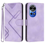 Custodia per cellulare in pelle con motivo a linea, For Huawei nova 12i, For Huawei nova 12s, For Huawei nova Y72, For Huawei nova 12 Pro / nova 12 Ultra