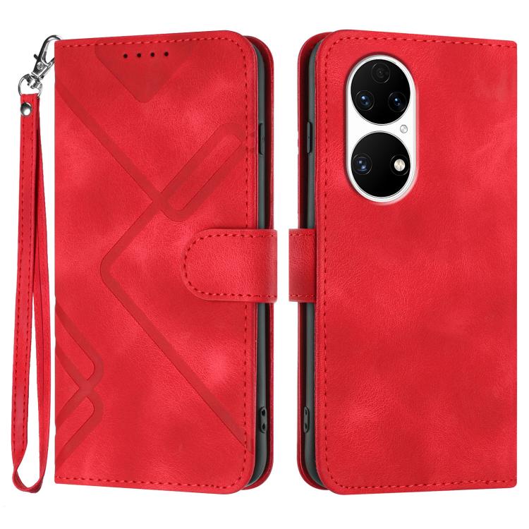 Custodia per cellulare in pelle con motivo a linea, For Huawei Enjoy 20e, For Huawei P50 Pro, For Huawei P50, For Huawei Enjoy 20 SE 4G
