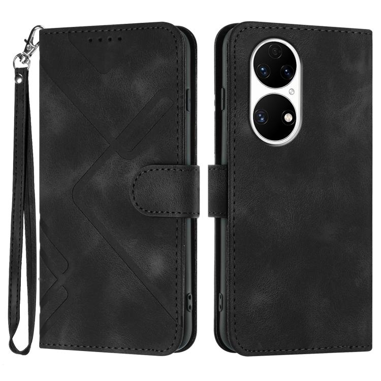 Custodia per cellulare in pelle con motivo a linea, For Huawei Enjoy 20e, For Huawei P50 Pro, For Huawei P50, For Huawei Enjoy 20 SE 4G
